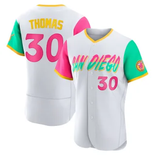 Men's Authentic White Derrel Thomas San Diego Padres 2022 City Connect Jersey
