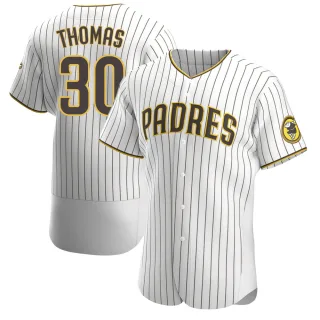 Men's Authentic White/Brown Derrel Thomas San Diego Padres Home Jersey