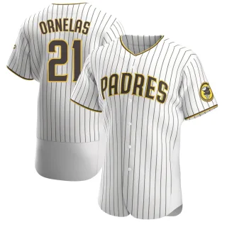 Men's Authentic White/Brown Tirso Ornelas San Diego Padres Home Jersey