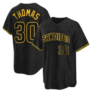 Men's Replica Black Derrel Thomas San Diego Padres Snake Skin City Jersey
