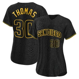 Women's Authentic Black Derrel Thomas San Diego Padres Snake Skin City Jersey