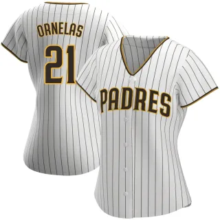 Women's Authentic White/Brown Tirso Ornelas San Diego Padres Home Jersey