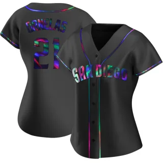 Women's Replica Black Holographic Tirso Ornelas San Diego Padres Alternate Jersey