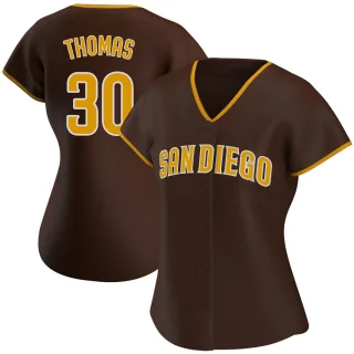 Women's Replica Brown Derrel Thomas San Diego Padres Road Jersey