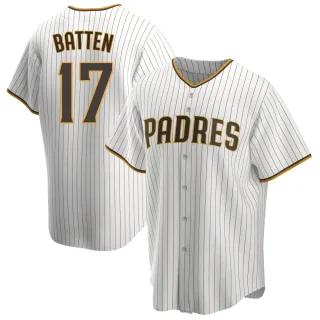 Youth Replica White/Brown Matthew Batten San Diego Padres Home Jersey