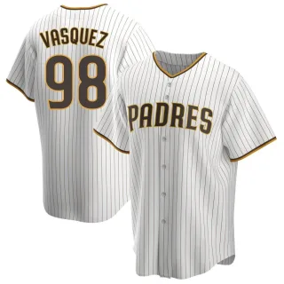 Youth Replica White/Brown Randy Vasquez San Diego Padres Home Jersey