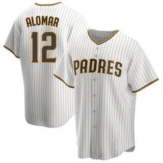 Youth Replica White/Brown Roberto Alomar San Diego Padres Home Jersey