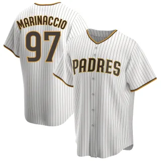 Youth Replica White/Brown Ron Marinaccio San Diego Padres Home Jersey