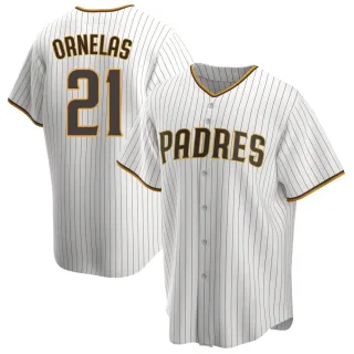 Youth Replica White/Brown Tirso Ornelas San Diego Padres Home Jersey