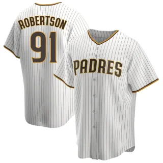 Youth Replica White/Brown Tyler Robertson San Diego Padres Home Jersey