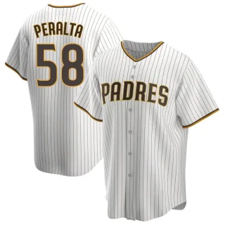 Youth Replica White/Brown Wandy Peralta San Diego Padres Home Jersey